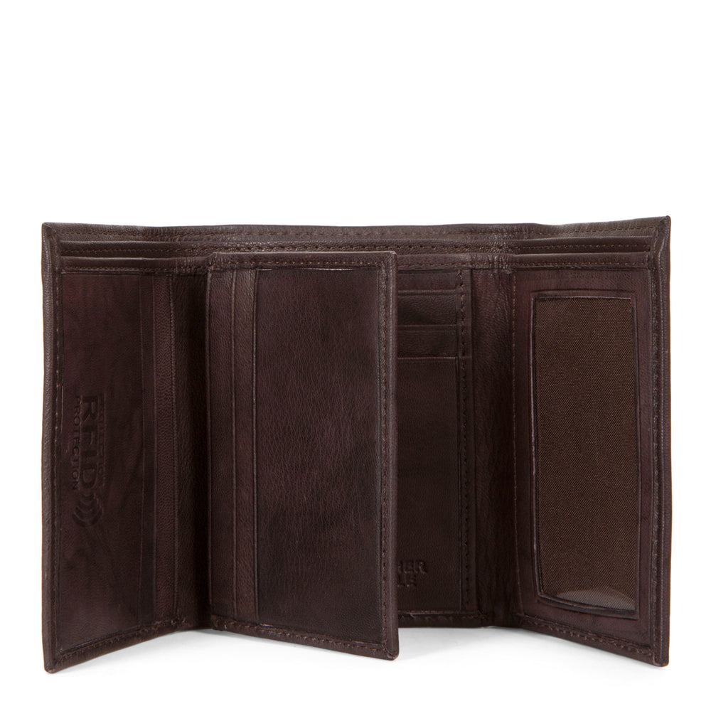 Leather RFID Trifold Wallet with centre wing - Bentley