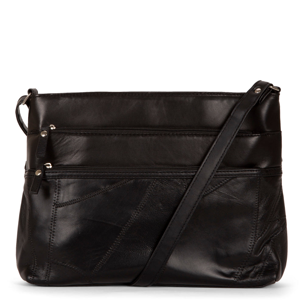 RFID Patch Leather Double Zip Crossbody - Bentley