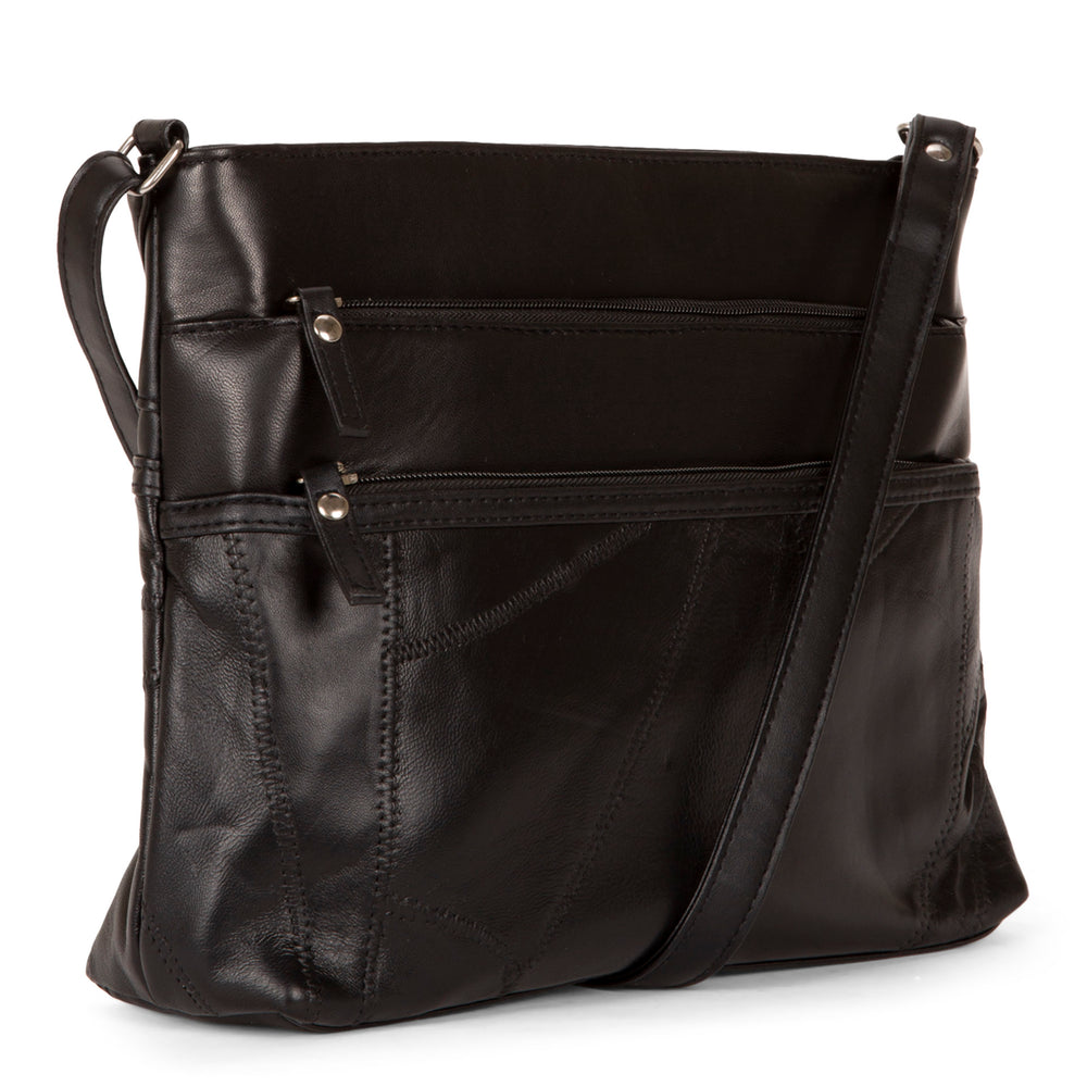 RFID Patch Leather Double Zip Crossbody - Bentley