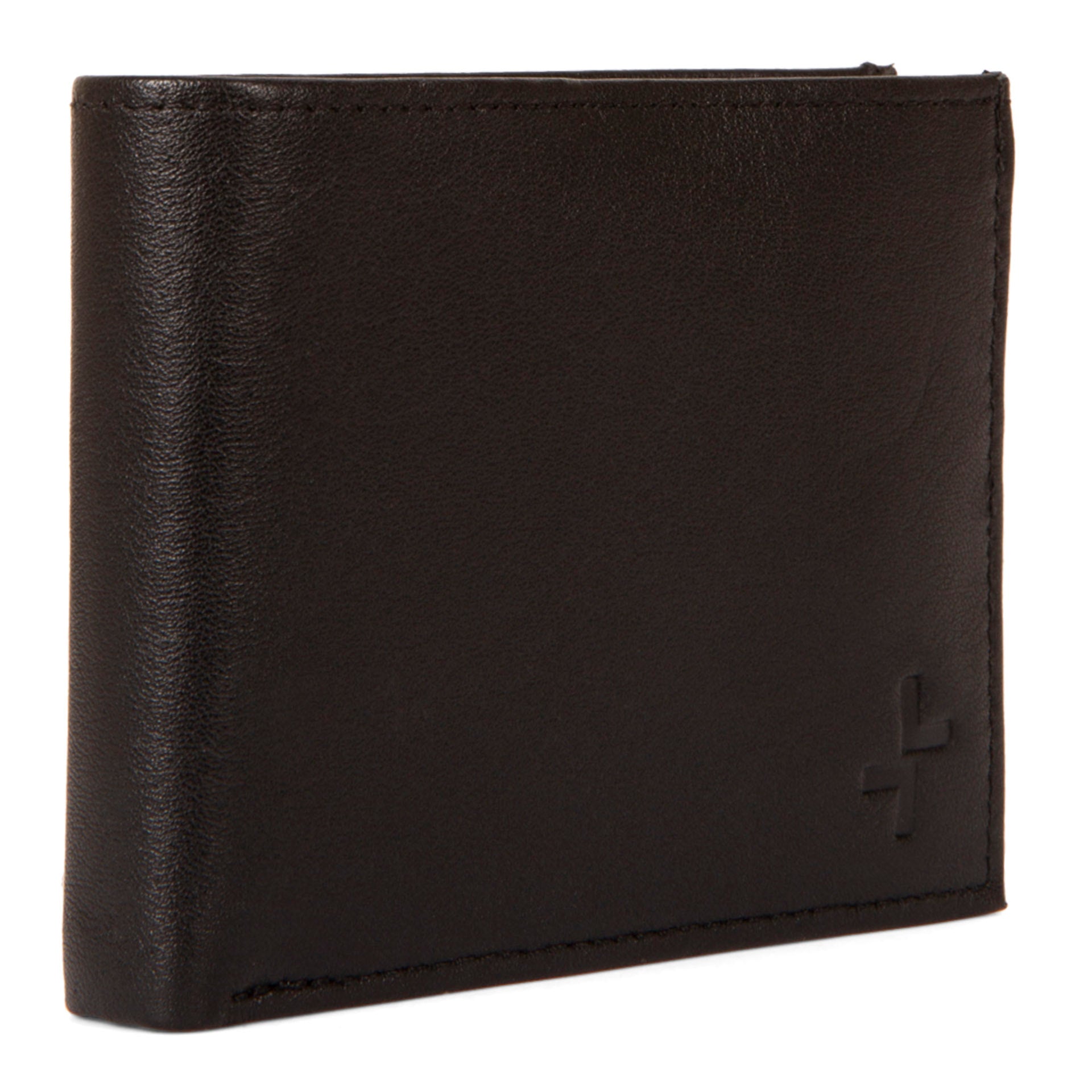 Leather trifold wallet with coin pocket sale