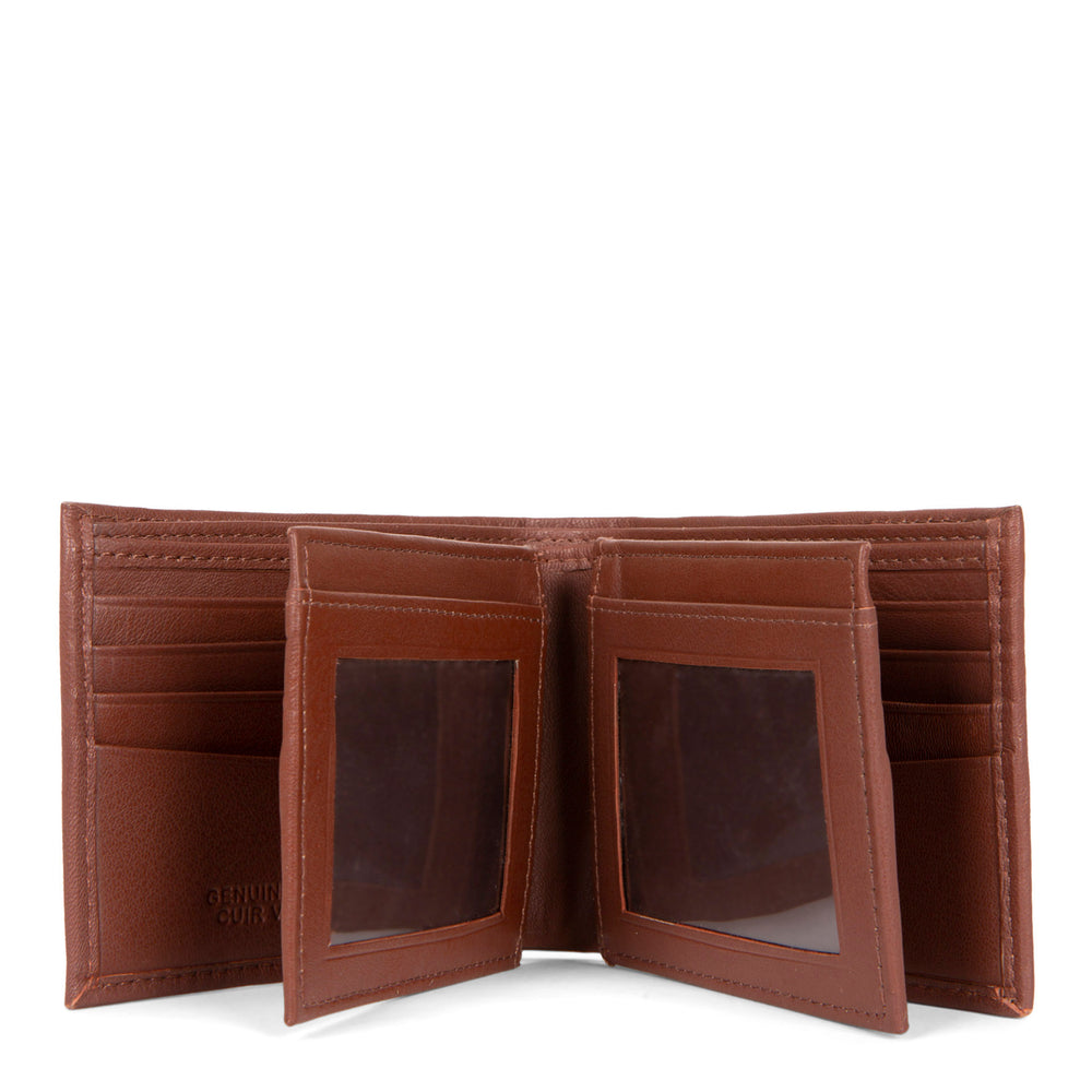 Leather Double Center Wing RFID Wallet - Bentley